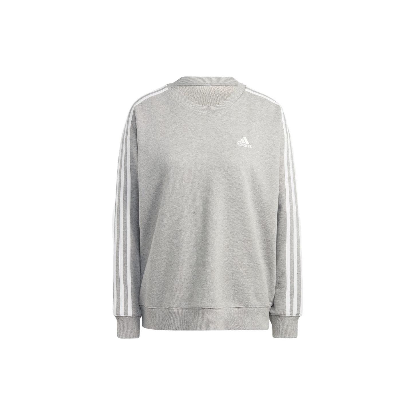 Adidas Essential Three Stripes Pullover Sweatshirt Women sweatshirt Gray IC9905 S