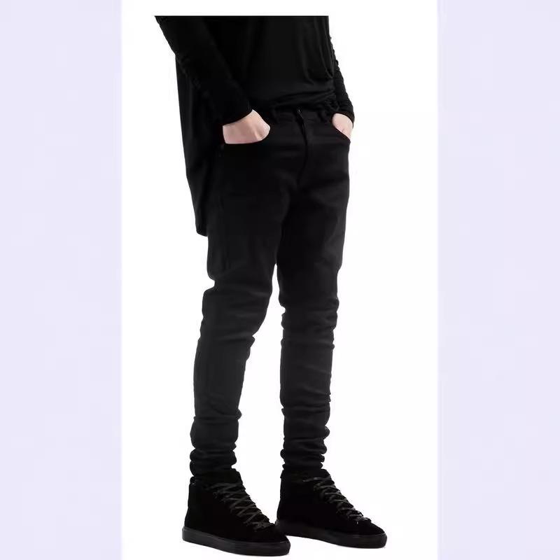 Men's 2017 Slim Fit Stretch Ripped Black Motorcycle Jeans