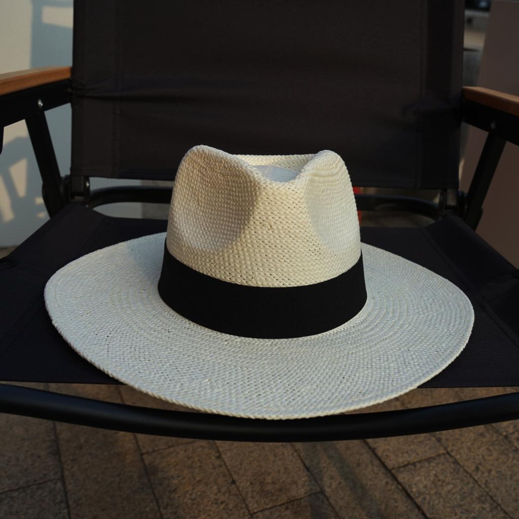 Französischer Retro Weiß Gewebter Panama Jazz Zylinderhut Für Männer Und Frauen Sommer Sonnenschutz Sonnenschirm Urlaub Breitkrempiger Strohhut