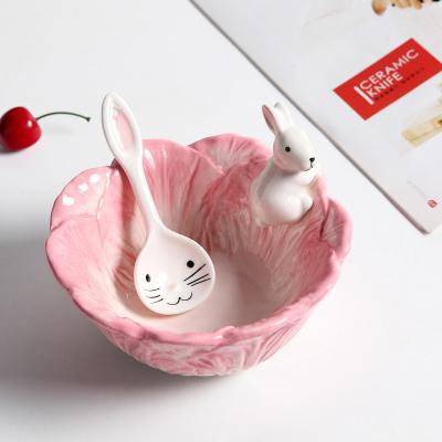 Creative Tableware Cartoon Rabbit Bowls Cute Instant Noodles Bowls Ceramic Bowls Household Dishes Dishes Dinner Bowls Tableware
