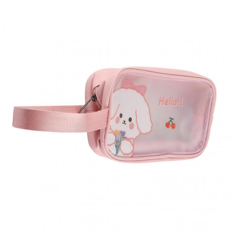Clear Travel Bag Cherry Puppy Frosted Translucent Waterproof PVC Toiletry Bag Pouch for Washing
