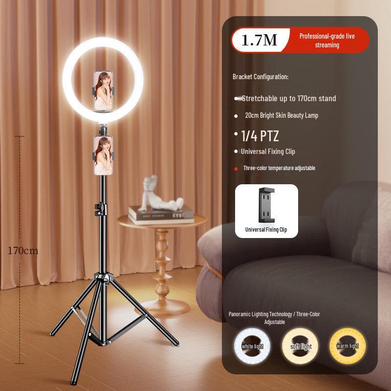 Professional Desktop Ring Light Stand for Streamers - Large Aperture Beauty & Selfie Light