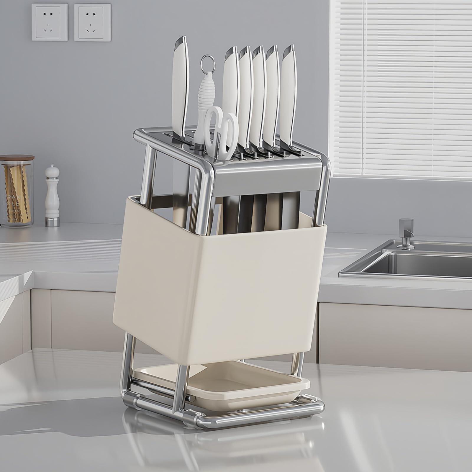 Нож Нож Нож Нож Большая Вместимость Нож Нож Нож Из Углерода Многофункциональный Кухонный Нож Хранение для Домашнего и Ресторанного Использования Подставка,