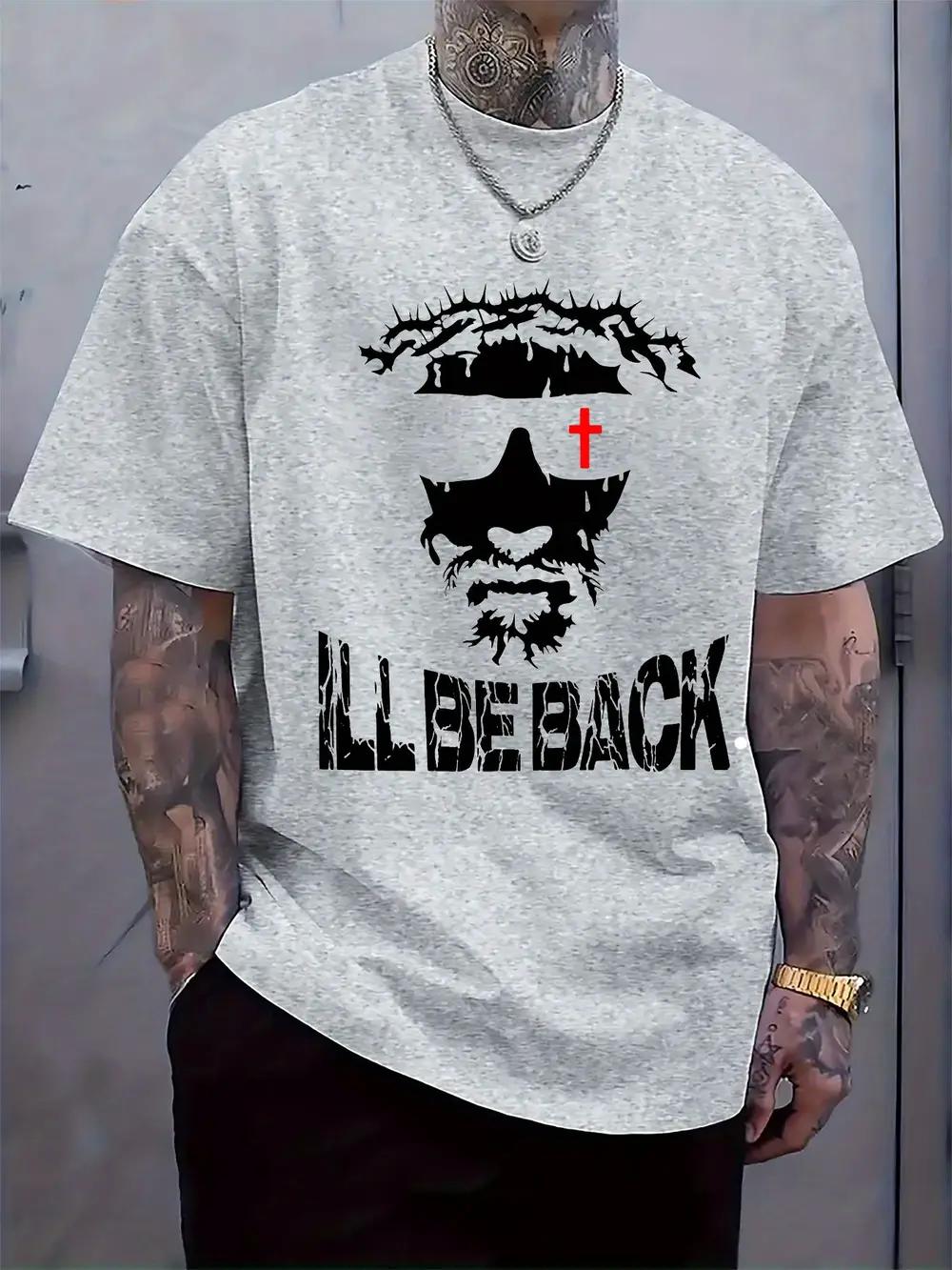Casual Graphic T-shirt - I ll Be Back Print XXXXL