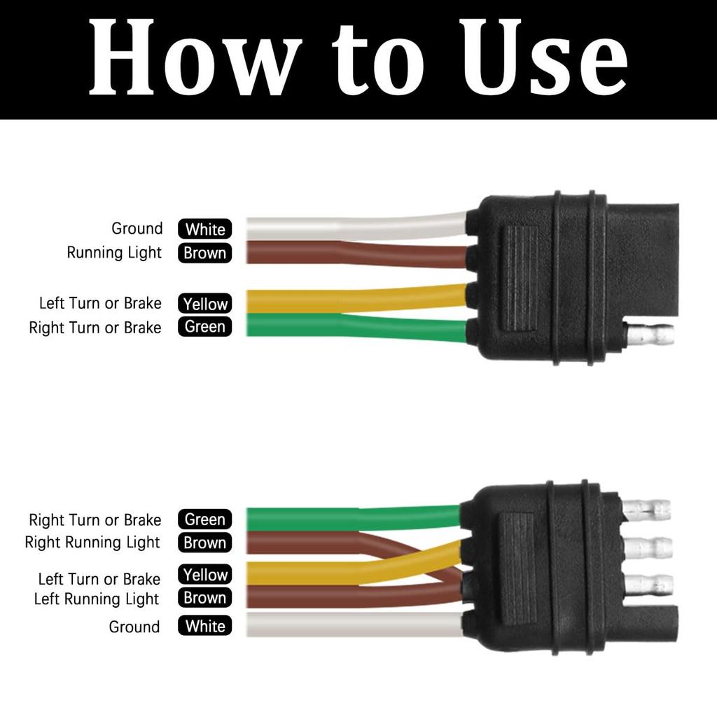 50Ft 5 Wire 4Pin Trailer Wiring Harness,Extended Length Trailer Wiring Kit,4-Way Trailer Light Wire For Trailers RV Boat Marine