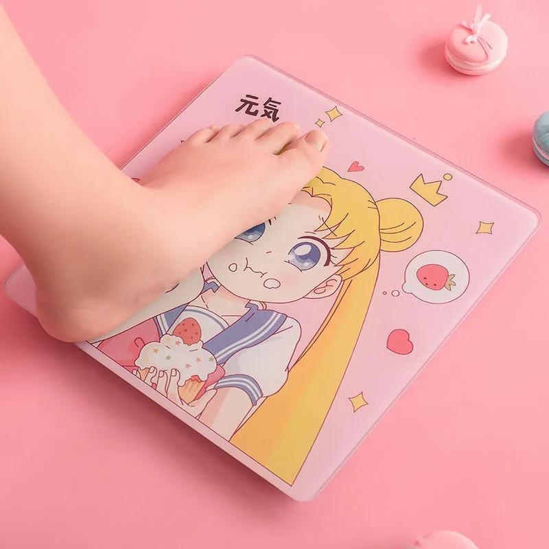 Karikatür Kız Dijital Vücut Yağ Ölçerleri Lcd Ekran Akıllı Ağırlık Ölçeği Banyo Terazileri Yüksek Hassasiyetli Elektronik Zemin Vücut Terazileri