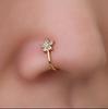 European American Zirconia U-shaped Flower Heart Nose Stud – Simple Fashionable Piercing Jewelry