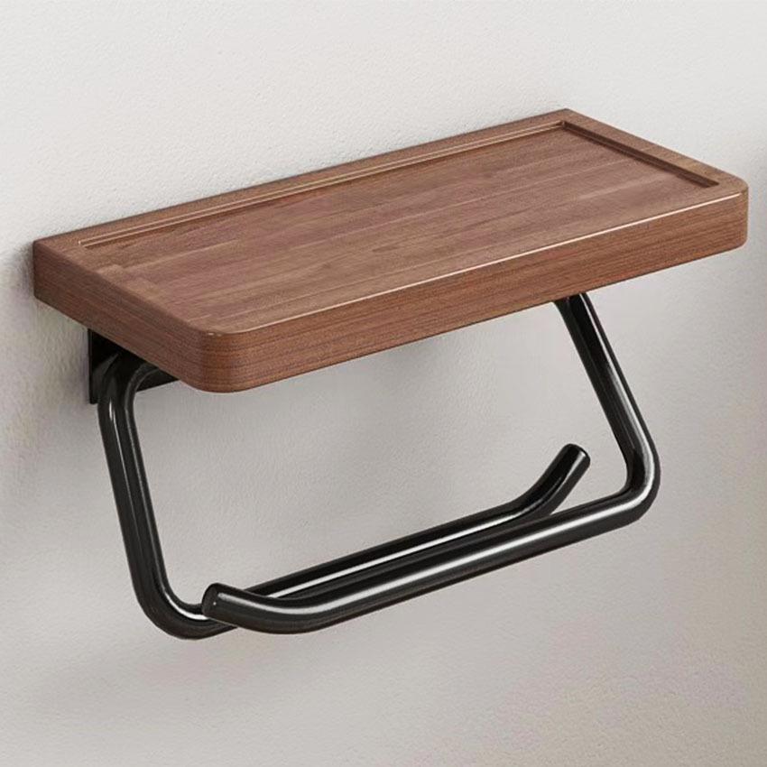 HeMu-Black Walnut Paper Towel Rack, Bathroom Shelf, Toilet Paper Rack, Roll Paper Rack, Wall Hanging Wood