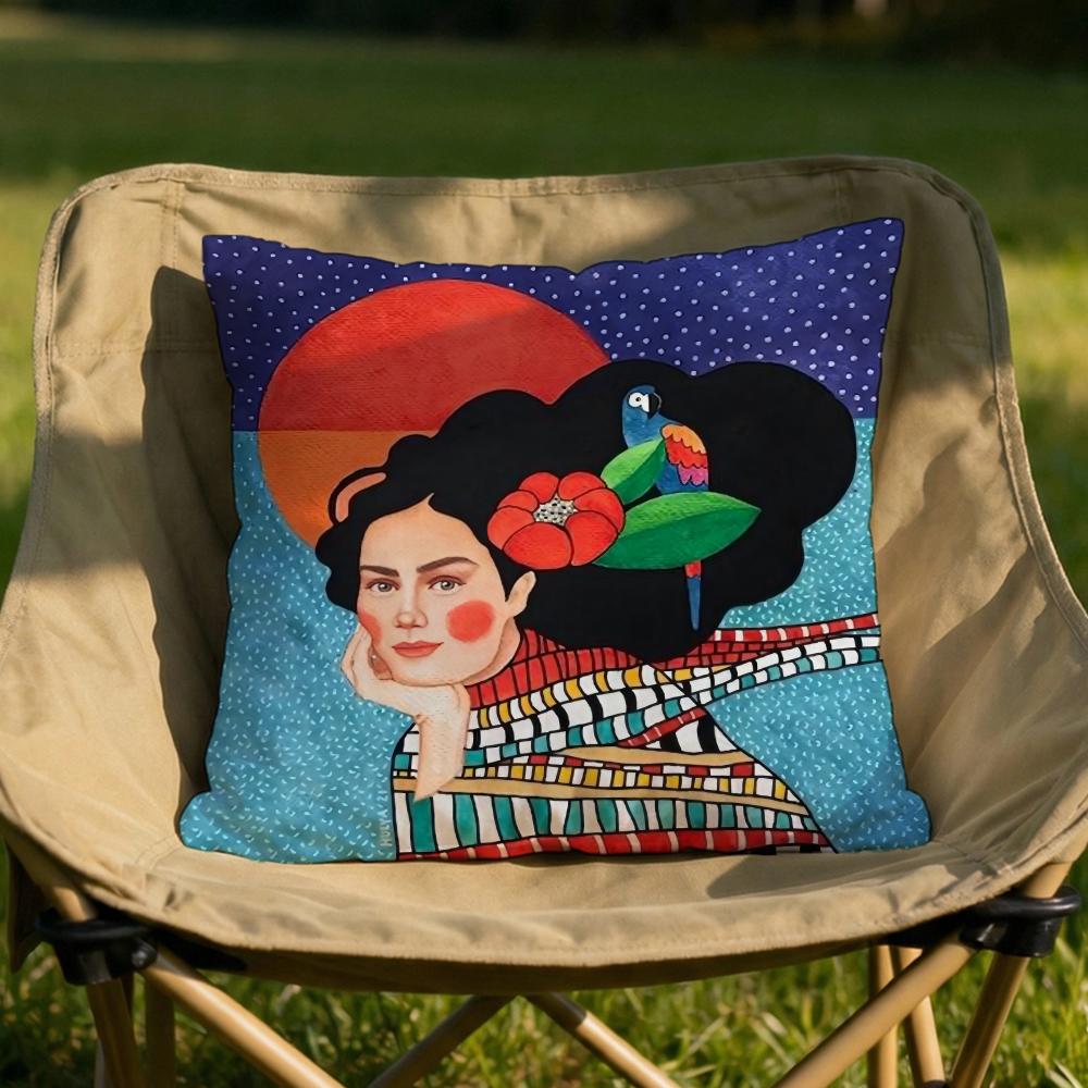 Vintage Girl Hair Flower Cushion Cover Soft Reversible Durable Pillow Cover MultiScene Use for Home Car Daily Comfort
