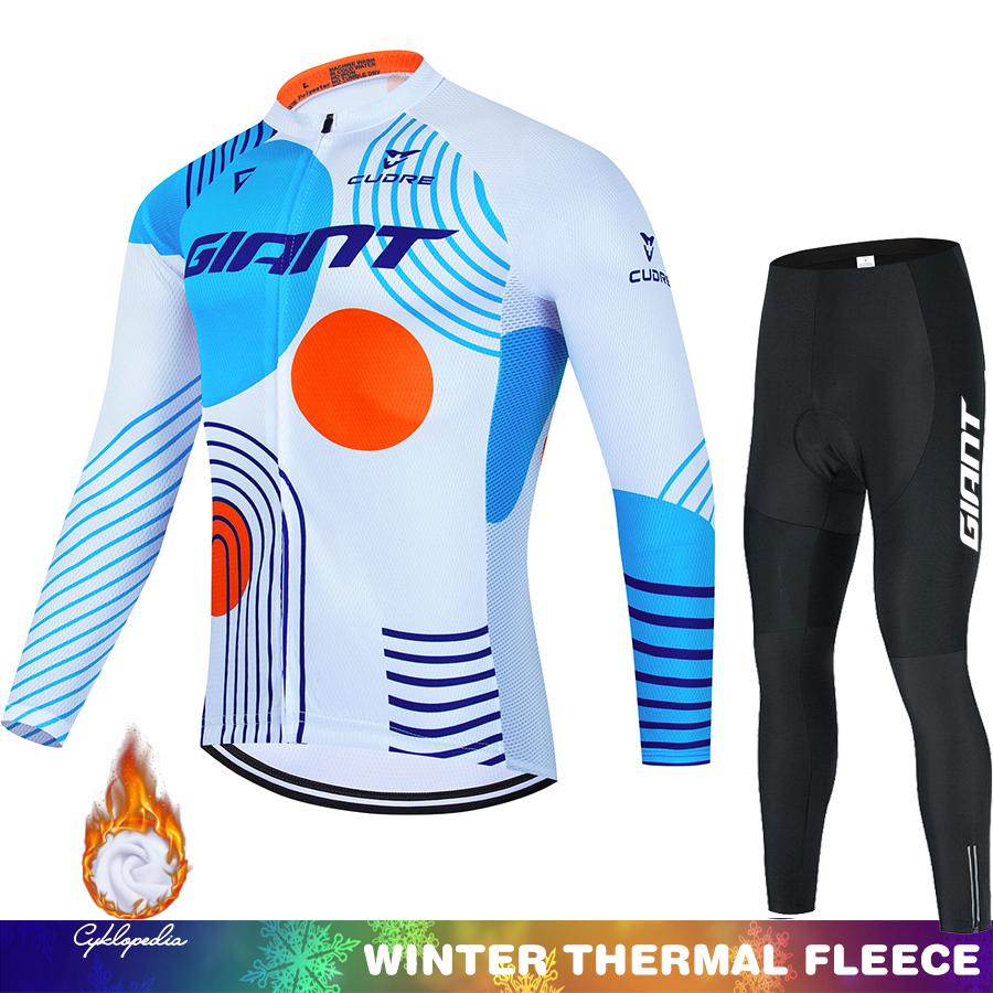 Men's Cycling Outfit GIANT Winter Thermal Fleece Clothing Jersey Jumper Sportswear Set Bib Suit Man 2026 Termal Road Bicycle Mtb