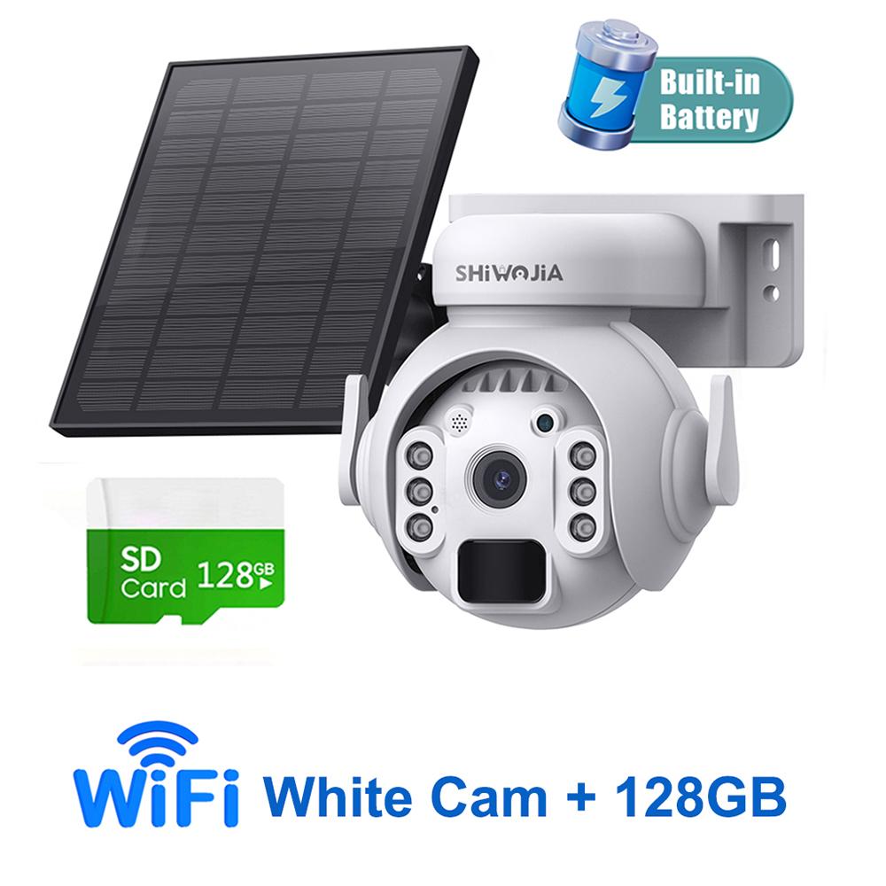 SHIWOJIA 3K 5MP 4G SIM Panel Security PTZ Night Vision PIR Human Detection Surveillance Solar Battery Camera