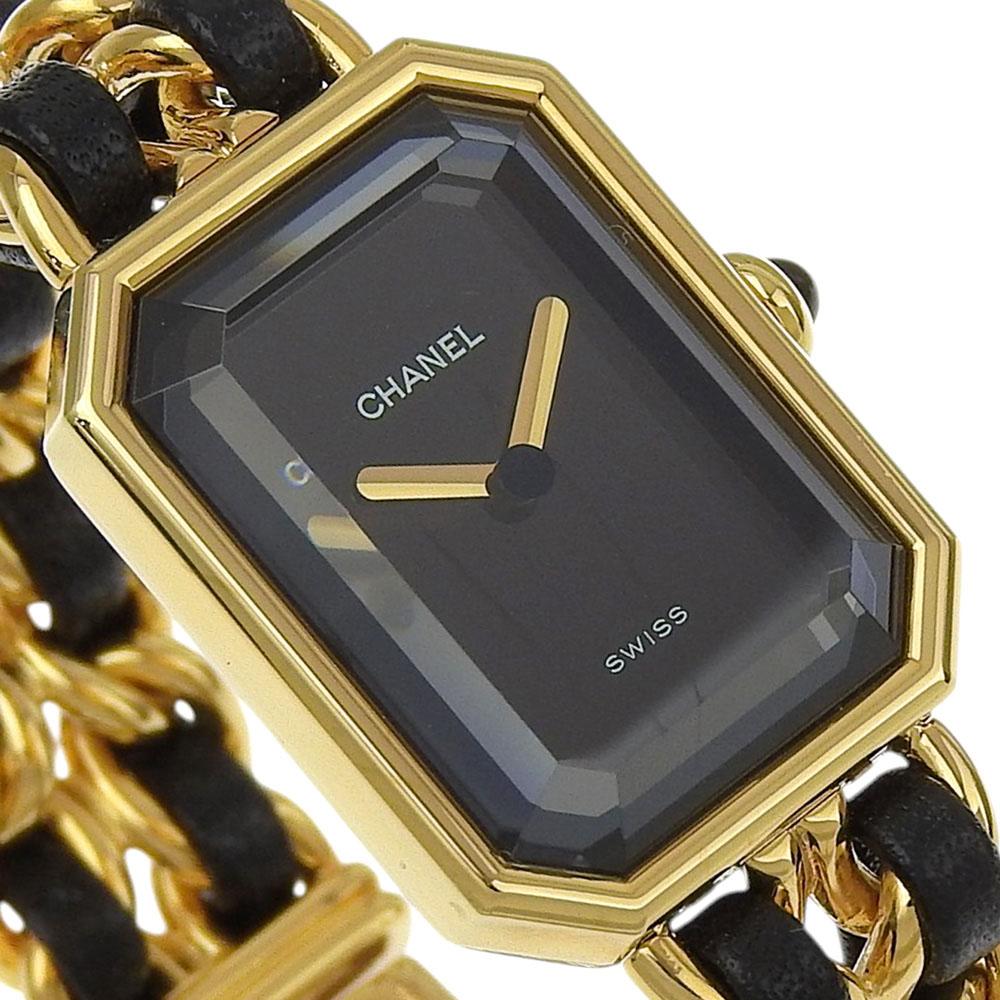 Chanel Premiere S Watches H0001 blackDial Plated Gold/leather Quartz Analog Display Women Used