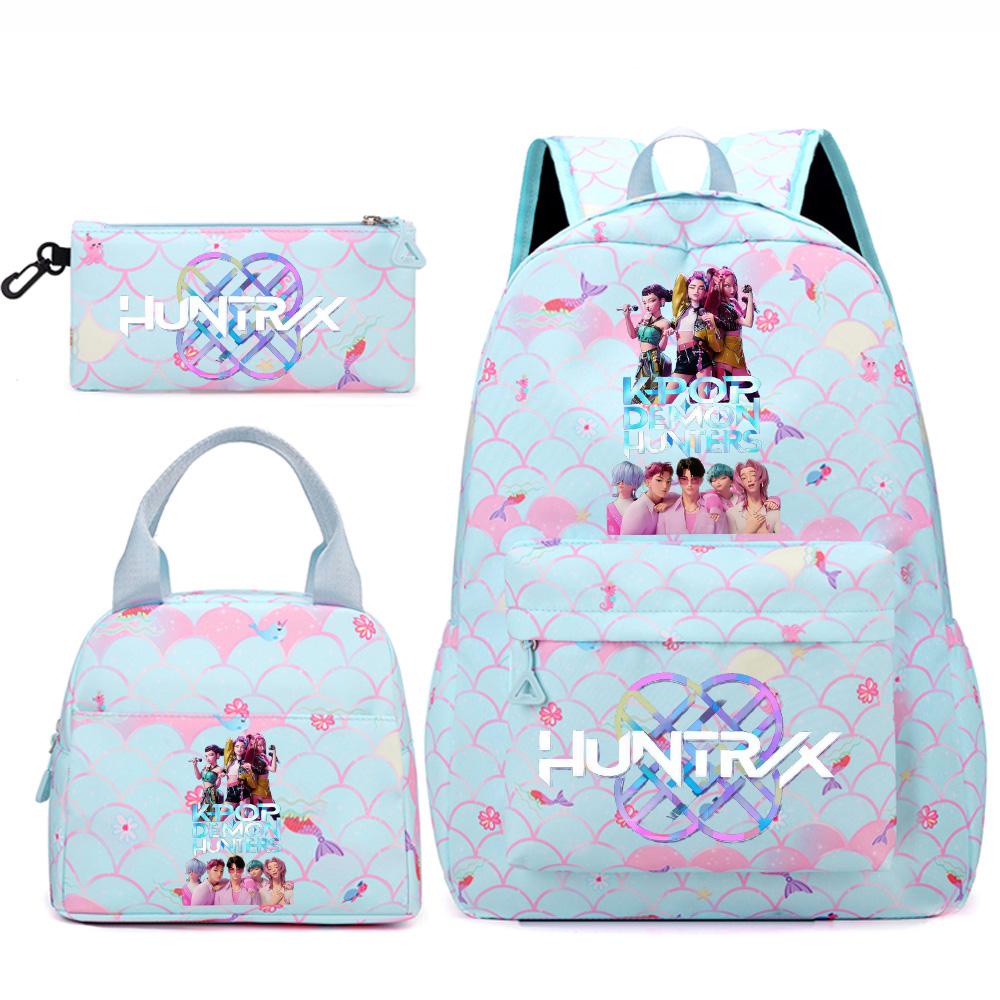 3 Stück/Set Anime Niedlich Kpop Bedruckter Rucksack Handtasche Federmäppchen für Teenger Studentin Student Junge Schultasche Kinder Schultasche Große Kapazität Reisetasche Geschenk