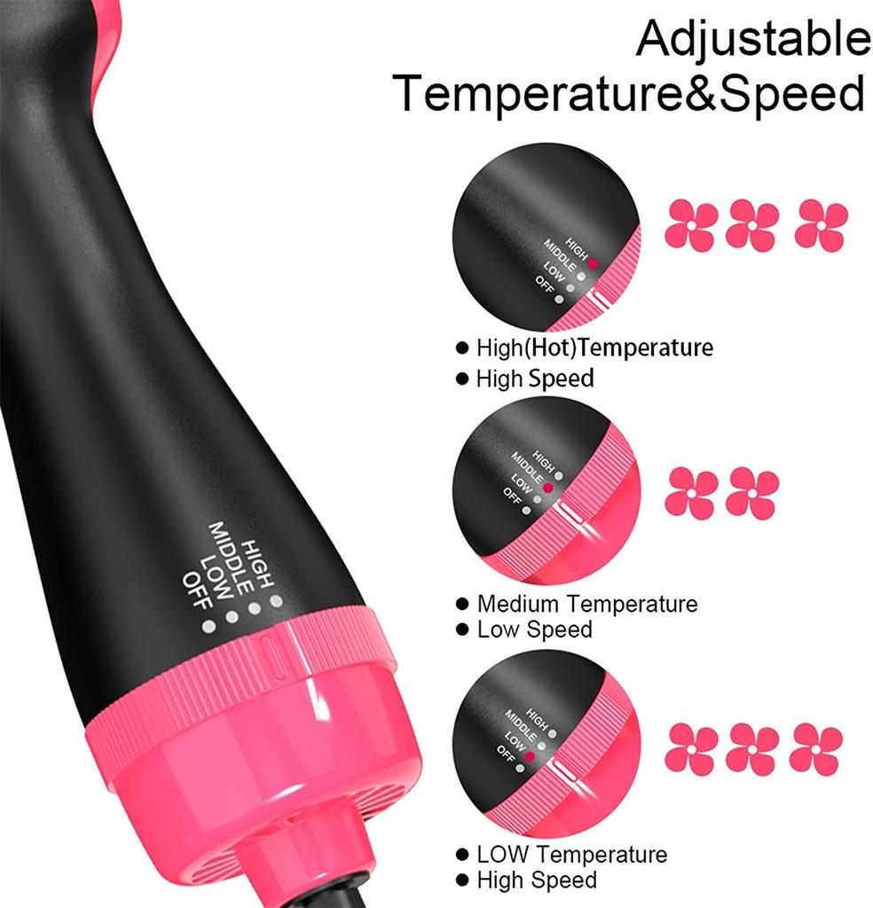 Hot Air Brush One Step Hair Dryer & Volumizer Hair Dryer Brush Negative Ion Generator For Straightening & Curling Hot Air Paddle
