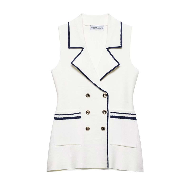 Kaslead New Arrival Women's Fashion Style Minimalist Trim Lapel Sleeveless Knitting Vest 4192059 080