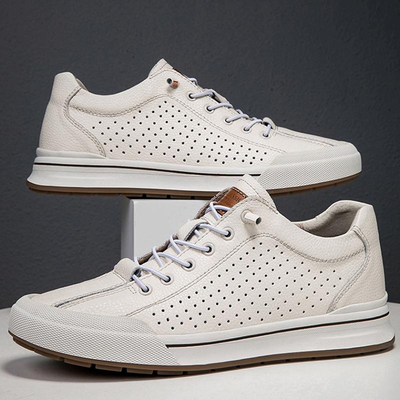 Fashion New Summer Men Genuine Leather Casual Shoes Men Sneakers Men Shoes Comfortable Platform Male Footwear Height Increase Insole 6CM