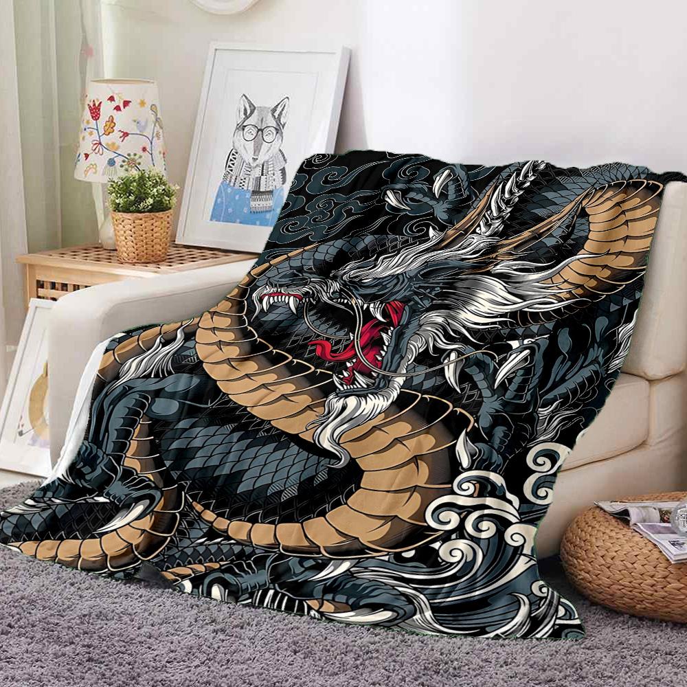 Dragon Art Flannel Blanket Throw Blanket Soft Warm Sofa Bed Camping Car home Decor Unique Christmas Gift C930206