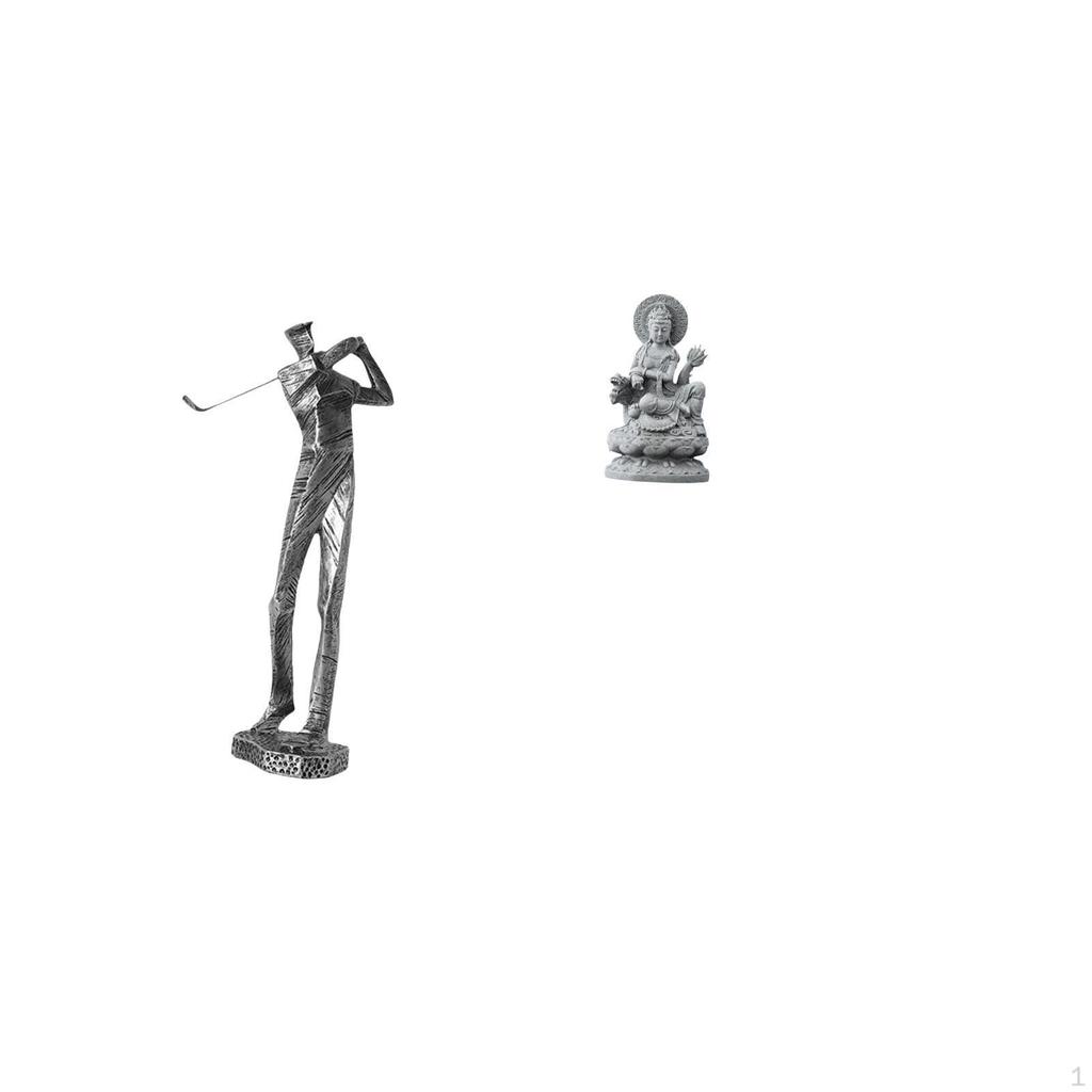 Golfing Buddha Resin Figurine Modern Golfer Sculpture Feng Shui Female Golf Lover Shelf Chinese