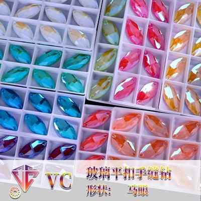 Neonowy Fluorescencyjny Końskie Oko Ręcznie Szyty Cyrkonia Szklana Płaska Klamra Akcesoria DIY Odzież Materiały Ślubne Akcesoria