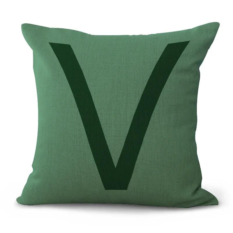 Simple Pure Color English Alphabet throw pillow cover with short plush print for living room sofa decoration cushion cover