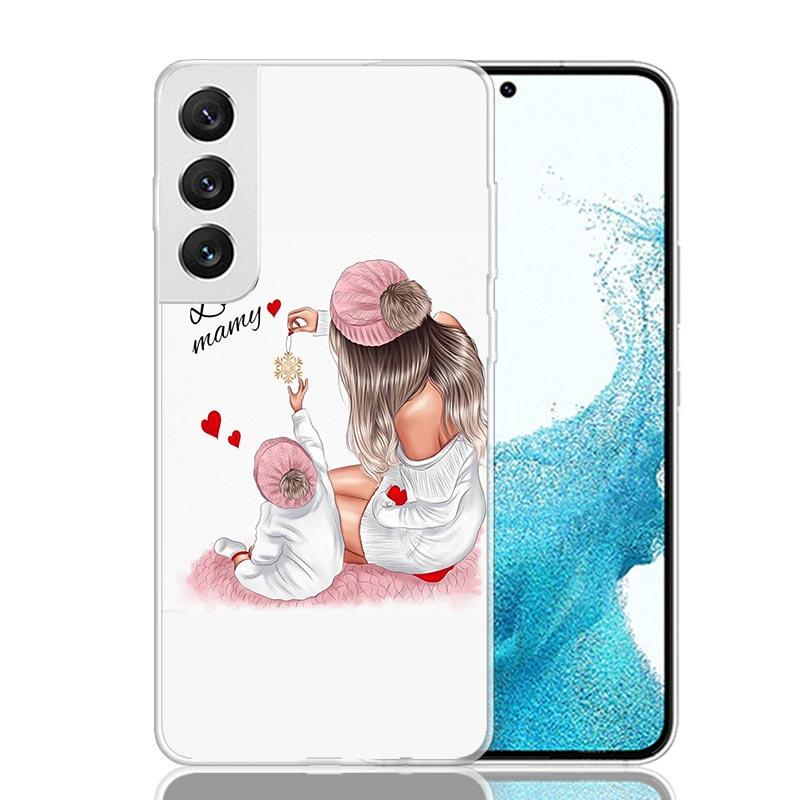 Mom Baby Girls Case Phone Cover for Samsung Galaxy S24 S25 Ultra S23 Plus S22 + S21 S20 FE S10 S25Plus Trend Fundas S24 Ultra S2