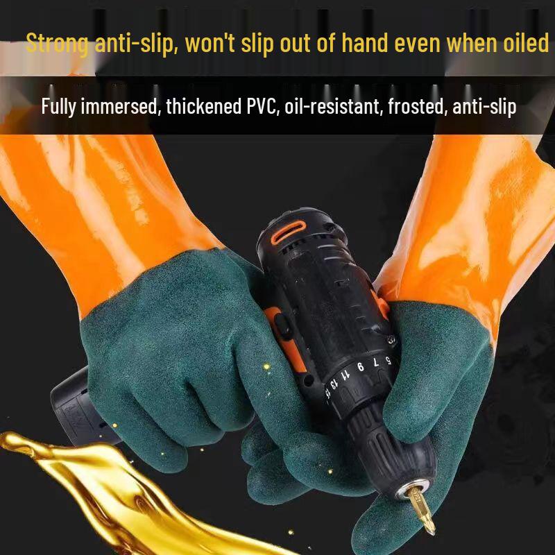 Hubang 717 Industrial Anti-Slip Gloves: Durable, Waterproof, Chemical Resistant, Thickened Wear-Protection.