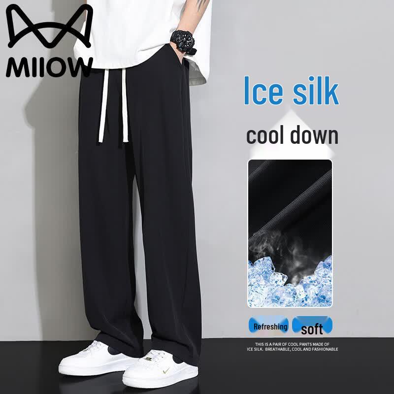 MiiOW Men s Summer Ice-feel Straight-Leg Casual Pants S