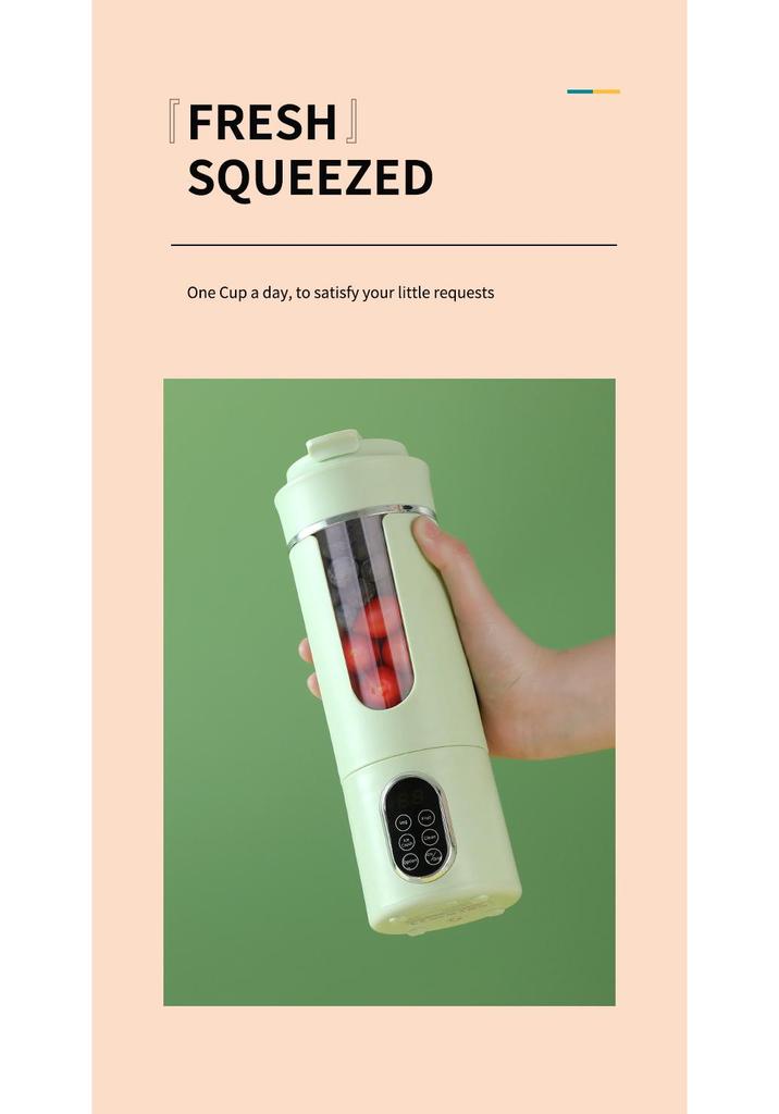Compact Rechargeable Electric Fruit Juicer with Auto-Clean Function for Home Use
