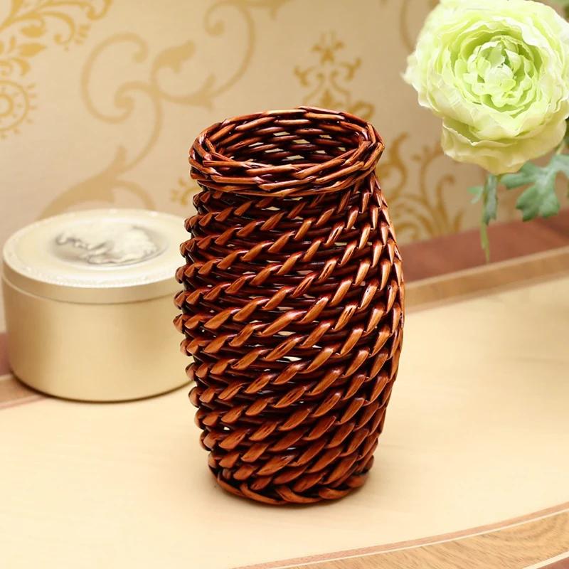 Håndvevd blomstervase DIY blomsterarrangement kontor skrivebordsornamenter imitasjon vinranke hjem stue kunstdekorasjoner
