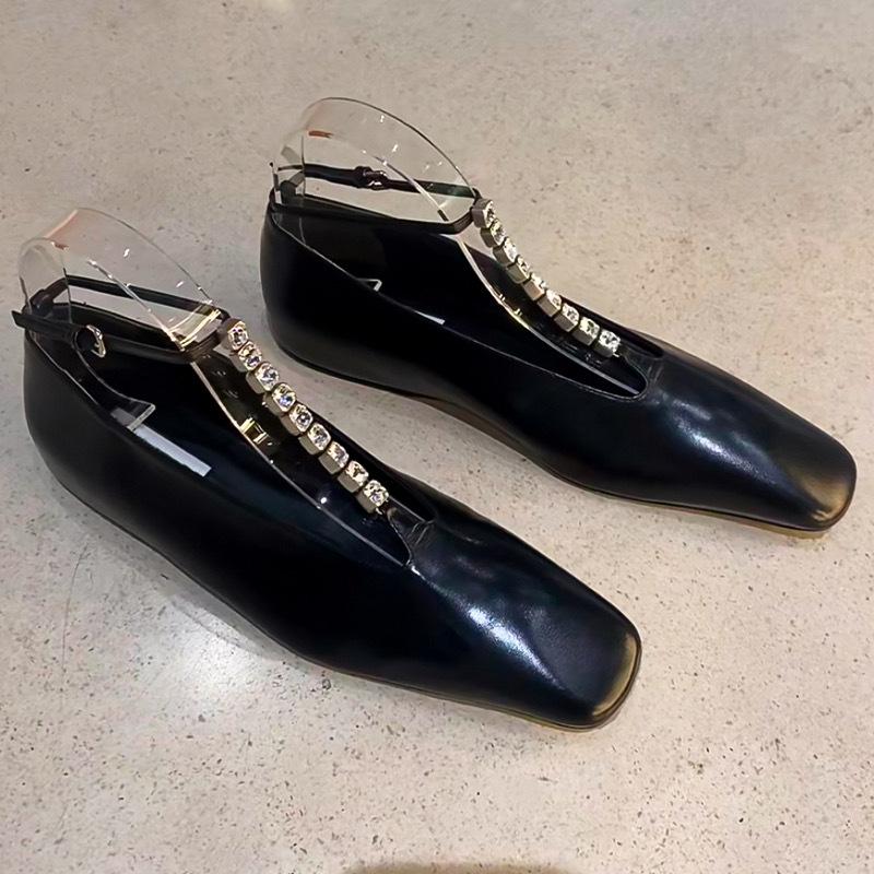 Women Flats Spring Autumn Diamond Pu Leather Mule Slip On Women Vintage Square Toe Flats Simple Style Daily Shoes Lady Shoes