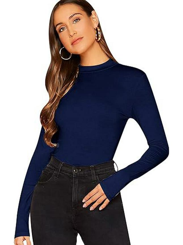 

Европейский и американский осенний женский топ с длинным рукавом из молочного шелка приталенного кроя - высококачественная толстая рубашка с круглым вырезом Extra Large чёрный