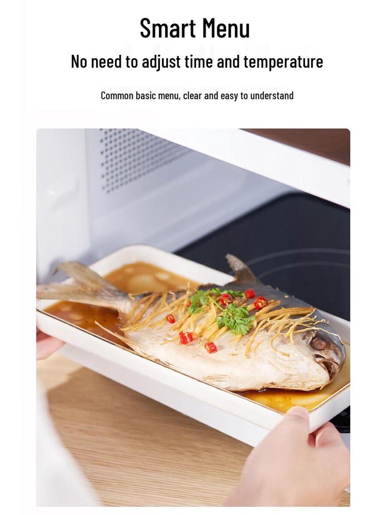 Smart Flatbed Microwave: Compact All-in-One Lightwave Oven with Micro-Steam-Bake, Timer, and Reservation Features