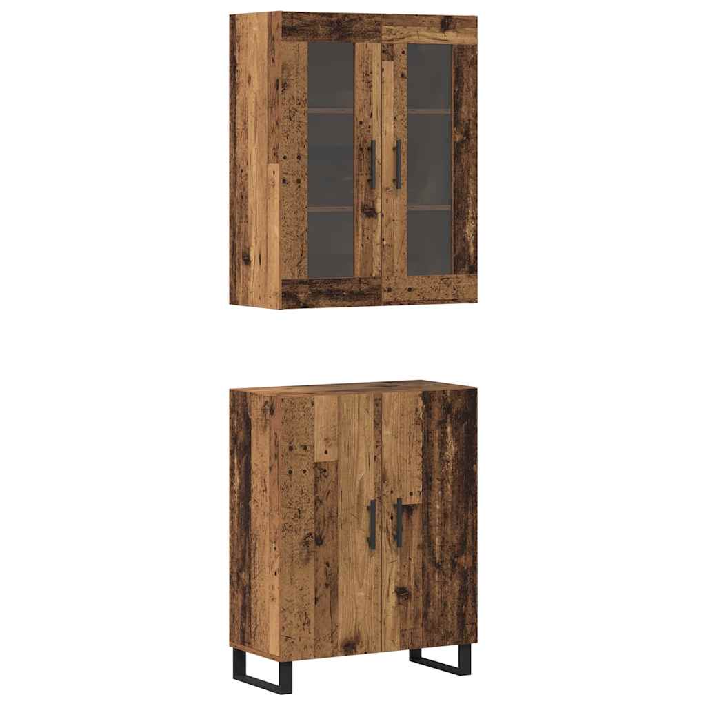Highboard 2 pcs Reclaimed Wood Effect Particleboard