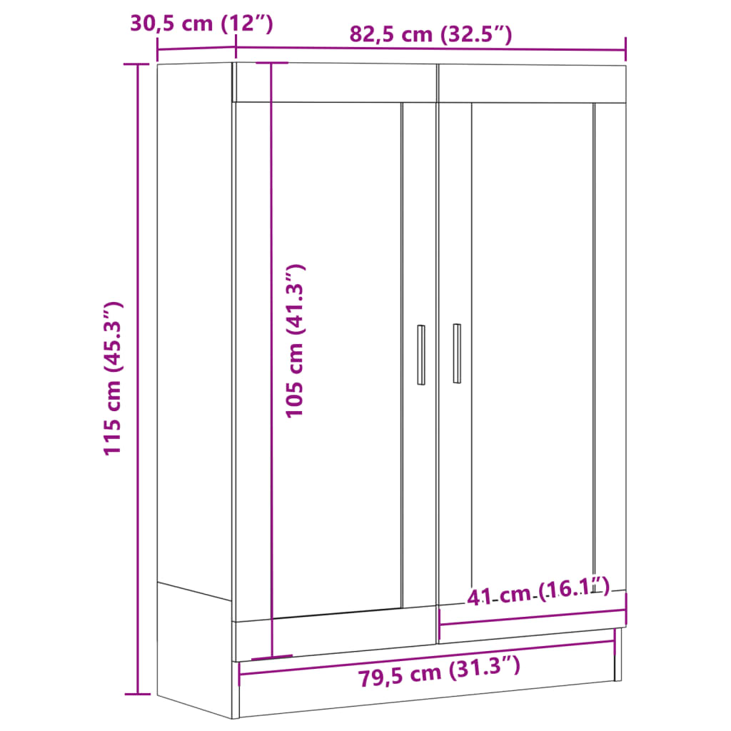 Bookshelf Vintage Wood Look 82.5 X 30.5 X 115 Cm Engineered Wood