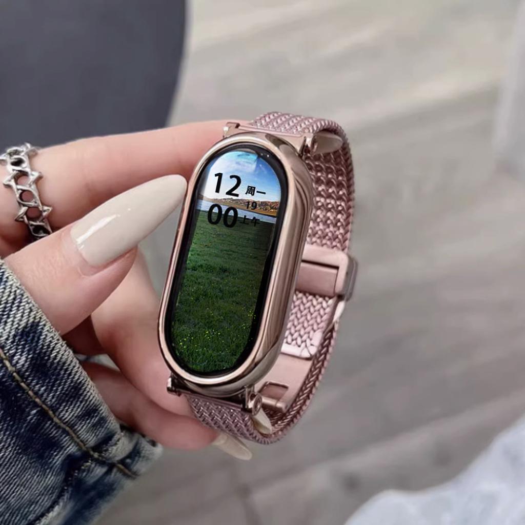 Magnetic Folding Buckle Metal Strap for Xiaomi Watch 10 9 8 Stainless Steel Slim Band for Miband 10 9 8 NFC Smartwatch Bracelet