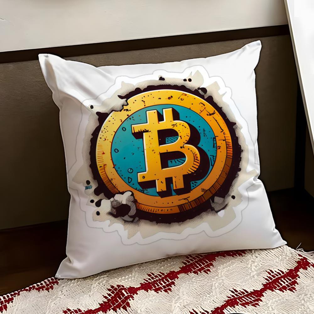 BBitcoin Cryptocurrency Btc Cushion Cover Reversible Soft Durable Pillow Cover Home  Car MultiScene Use for Daily Comfort