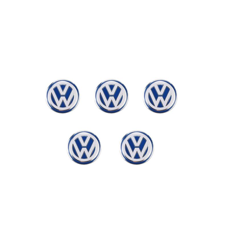 For VW 5Pcs VW Car Remote Key Logo Sticker Aluminum Emblem For VW Polo Golf GTI Touran Tiguan Jetta Passat CC T5 Magotan Scirocco Caddy ES1