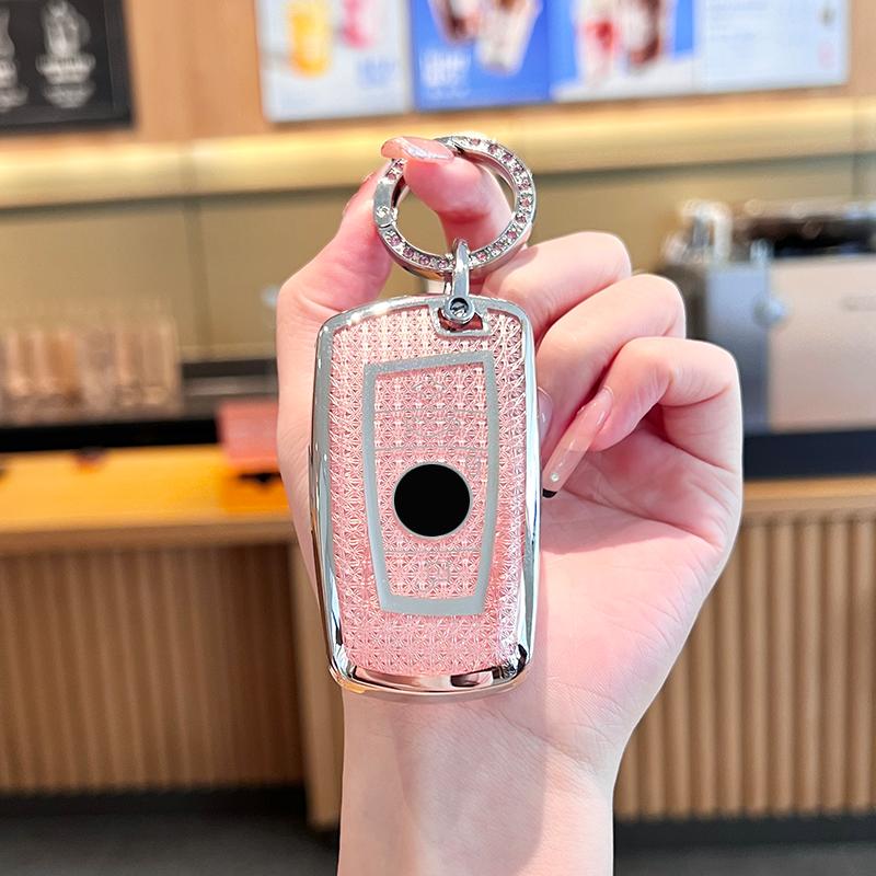 Pink Diamond for BMW X1 X3 X4 X5 F15 X6 F16 G30 7 Series G11 F48 F39 520 525 F30 118i 218i 320i Remote Car Key Case Cover Fob