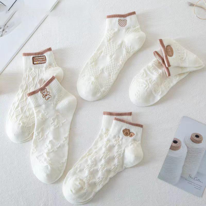 5 Pairs/set Cartoon Casual Breathable Spring Summer Autumn Women Girl Invisible Ankle Low Tube Boat Socks Boat Socks