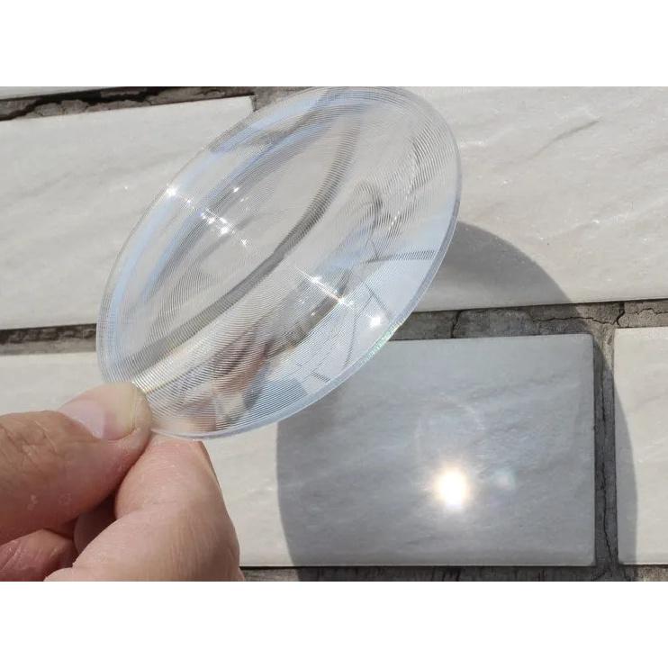 Lente Fresnel de 100 mm 110 mm 120 mm 130 mm 140 mm 150 mm 180 mm 200 mm 300 mm Condensador Roscado Lente Óptica Concêntrica para Foco LED