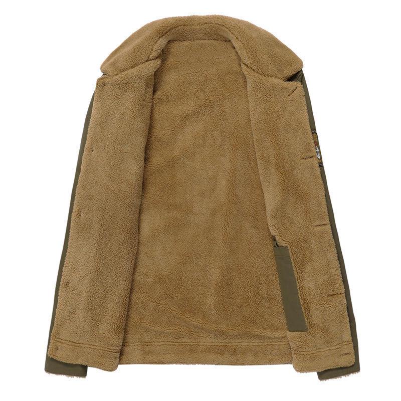 Winter Heren Revers Middelbare Leeftijd Jas Fleece Verdikt Katoen Werkkleding Grote Maat Jas Heren