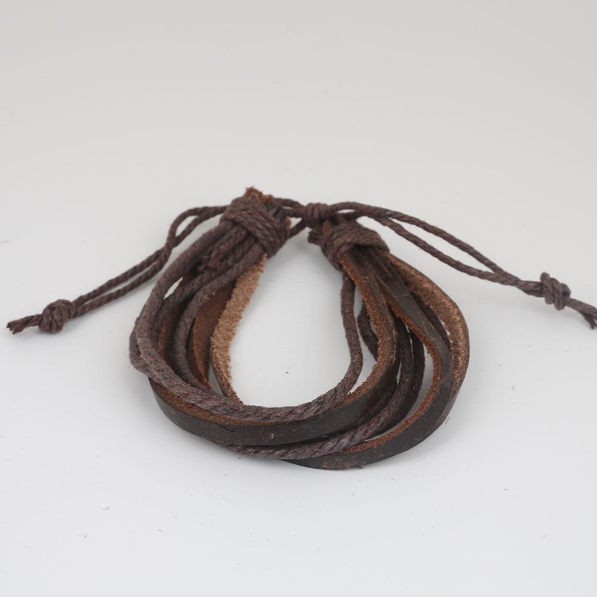 

Вязаный повседневный мужской браслет из натуральной кожи, ювелирные аксессуары коричневый