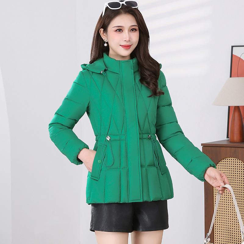 Women's Short Hooded Cotton Jacket - Waist-Slimming Korean Style Outerwear