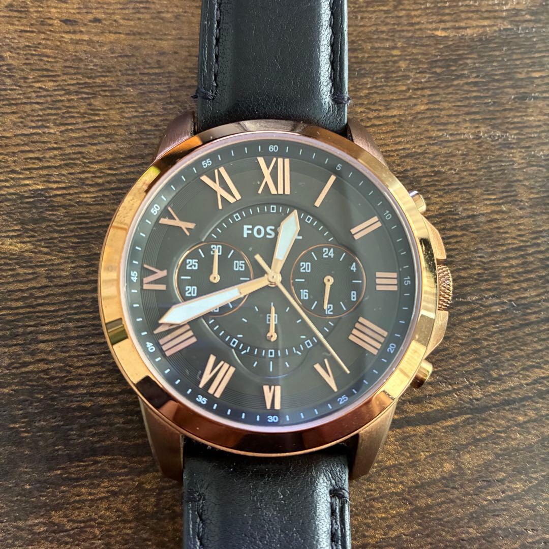 Used Fossil Grant Quartz Stainless Steel Chronograph Watch Black