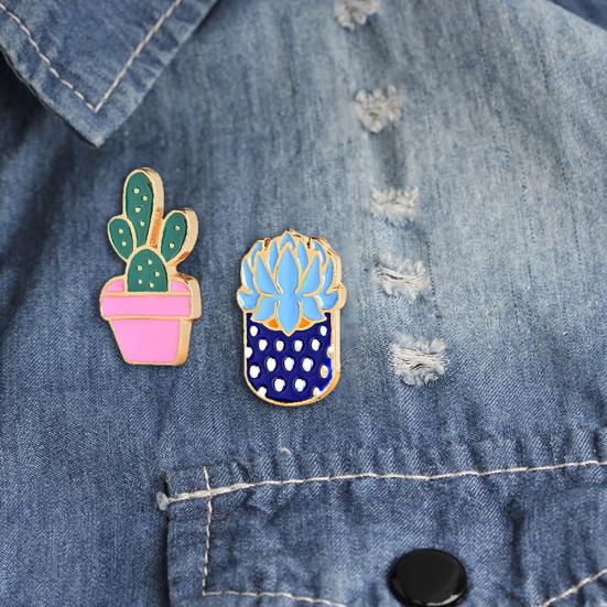 Cactus Planta în ghiveci Email Femei Cămașă Costum Broșă Guler Pin Emblema