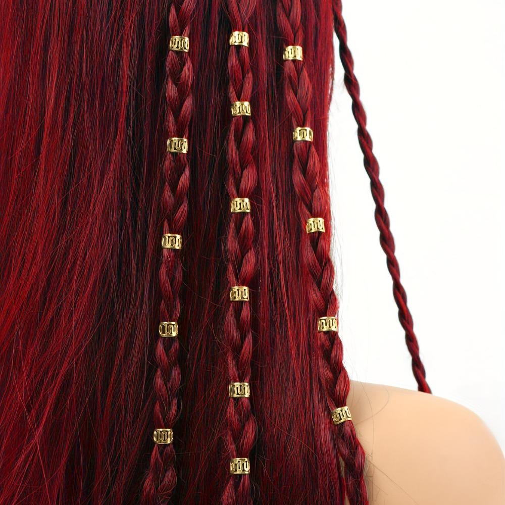 40pcs Hair Braiding Dreadlocks Beads Metal Cuff Clips Hair Braid Tubes Hollow Out Hair Ring  Women