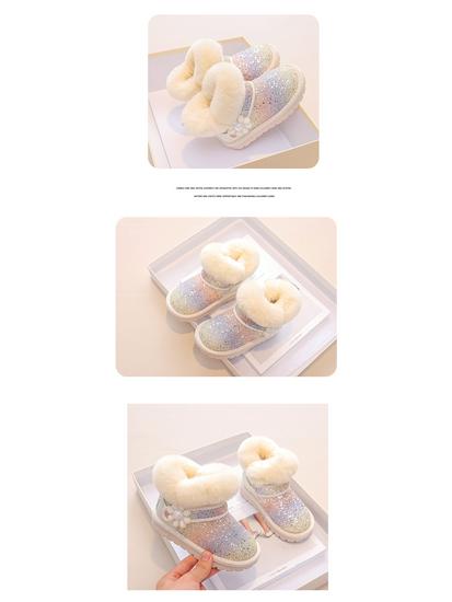 2023 Kids' Fleece-lined Snow Boots for Girls - Sequin Princess Design