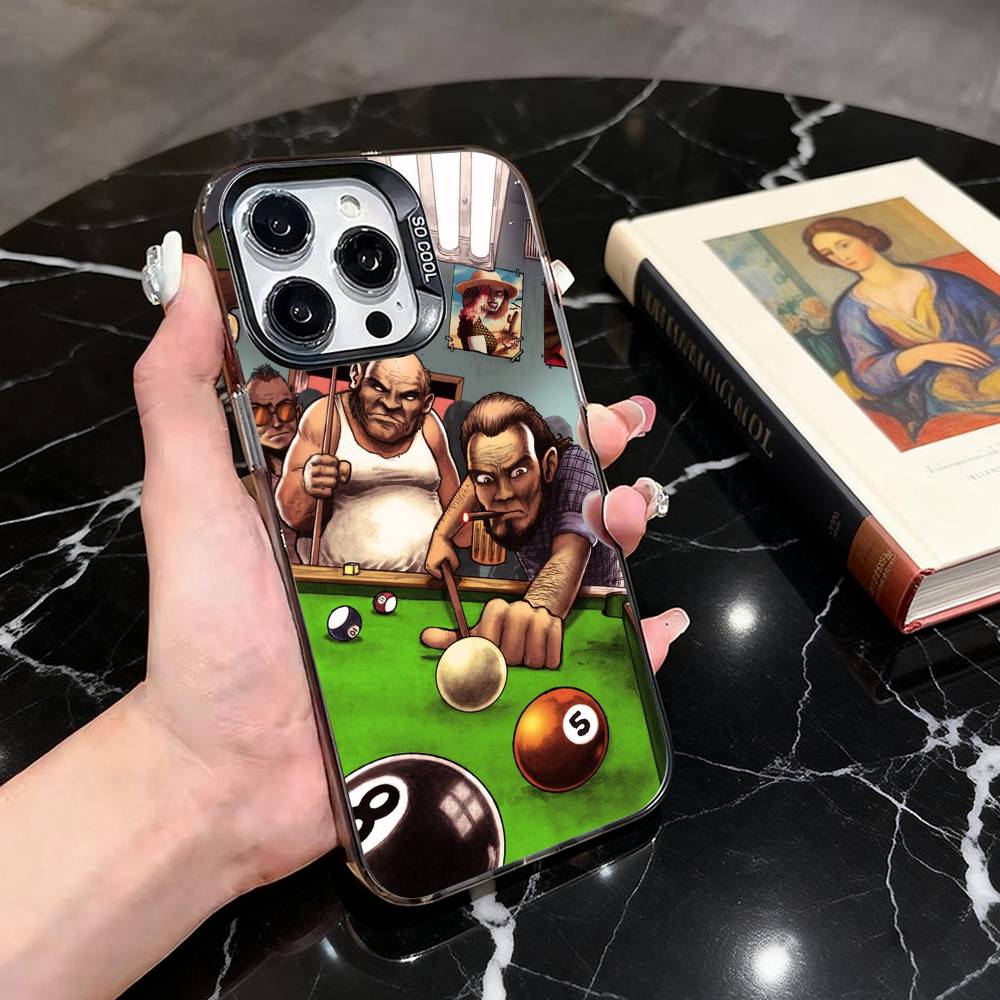 Billiards 8 Ball Aesthetic  Phone Case For iPhone 17,16,15,14,13,12,11 Plus,Pro Max,XS,Colorful Silver Phone case Funda Cover