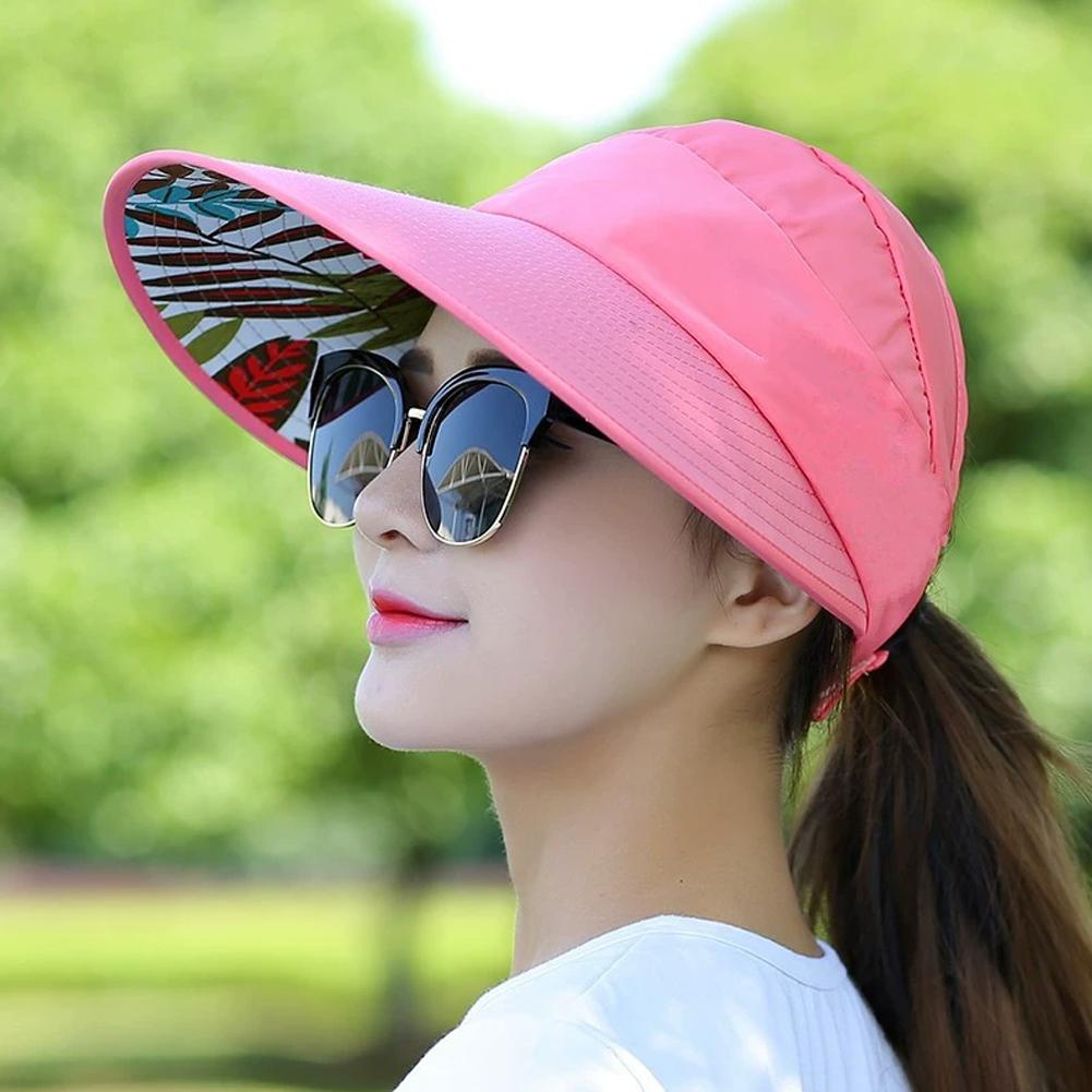 Women's Pure Color Face Mask Sun Hat Comfortable Breathable Size Top Fashion Empty Hat Versatil H2R9
