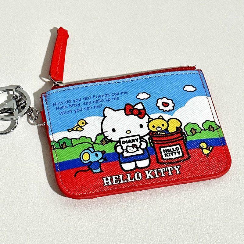 

Kitty large capacity leather card bag cute Hello Kitty meal card ID card storage bag Hello Blue sky and white cloud kitty